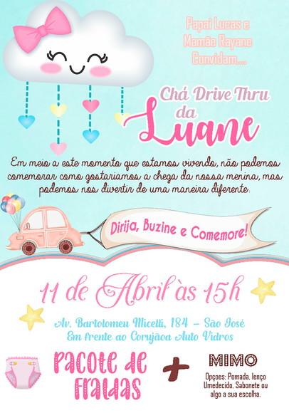 Convite Virtual Chá de Bebê - Chuva de Benção (drive Thru)