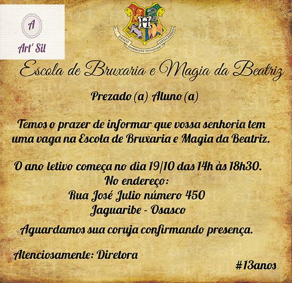 Convite virtual Harry Potter II