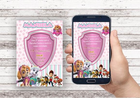 Convite Virtual Patrulha Canina (menina)