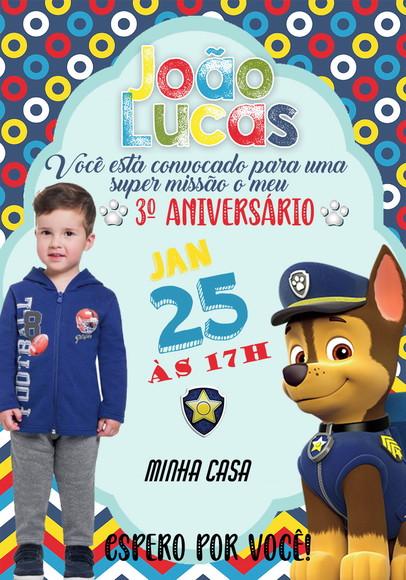 Convite Virtual Patrulha Canina - Chaise (com Foto)