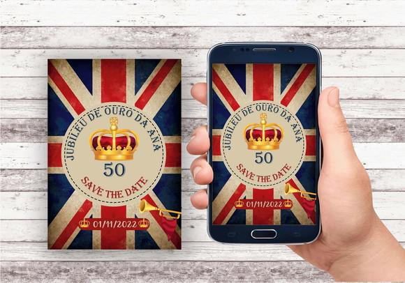 Convite Virtual Save The Date - Inglaterra (jubileu de Ouro)