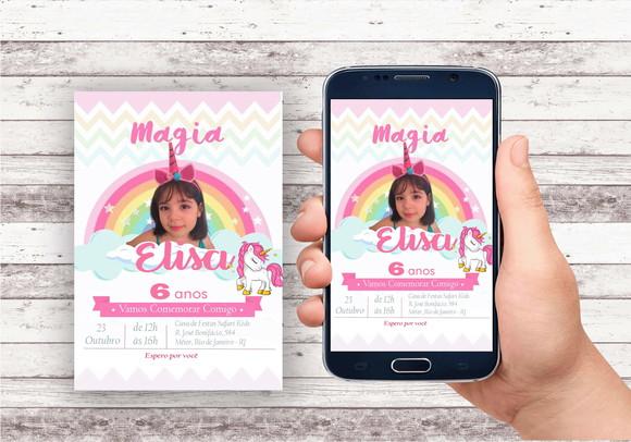 Convite Virtual Unicornio (com Foto)