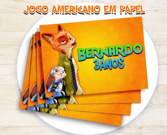 Jogo Americano - Zootopia (papel)