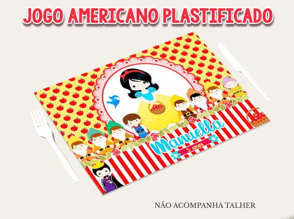 Jogo Americano Plastificado - Branca de Neve