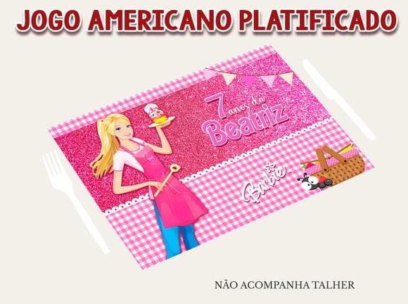 Jogo Americano Plastificado - Barbie Picnic
