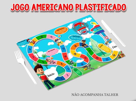Jogo Americano Plastificado - Patrulha Canina
