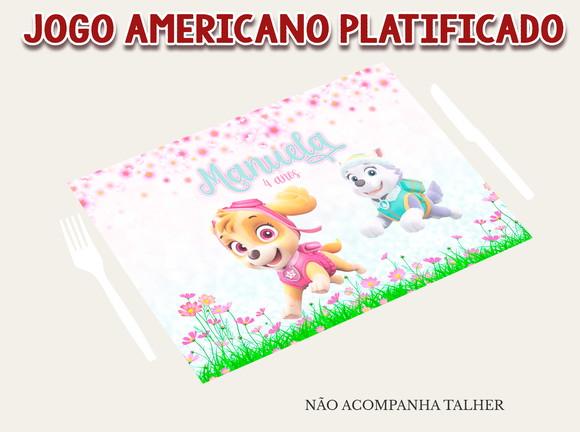 Jogo Americano Plastificado - Patrulha Canina Skye e Everest