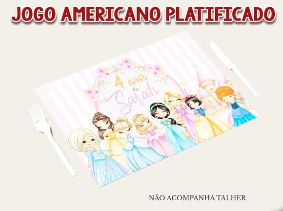 Jogo Americano Plastificado - Princesas Disney