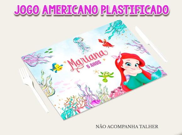 Jogo Americano Plastificado - Sereia / Ariel Cute