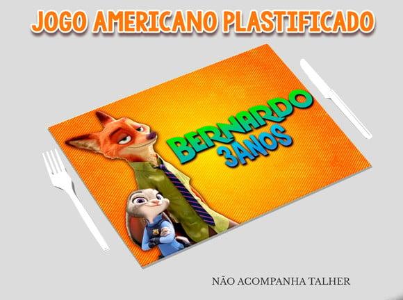 Jogo Americano Plastificado - Zootopia