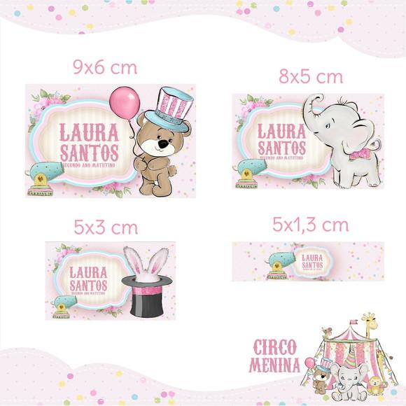 Kit Etiquetas Escolares (100 Unidades) - Circo Menina