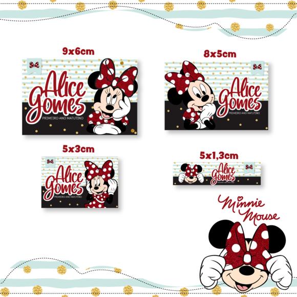 Kit Etiquetas Escolares (100 Unidades) - Minnie Vermelha