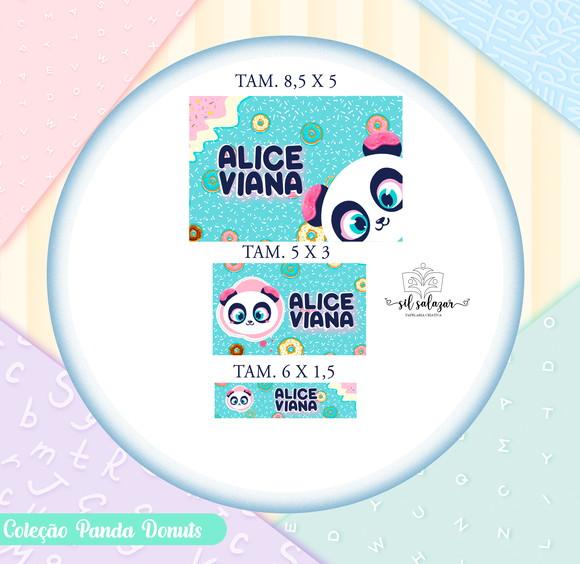 Kit Etiquetas Escolares Vinil - Panda Donuts Puket