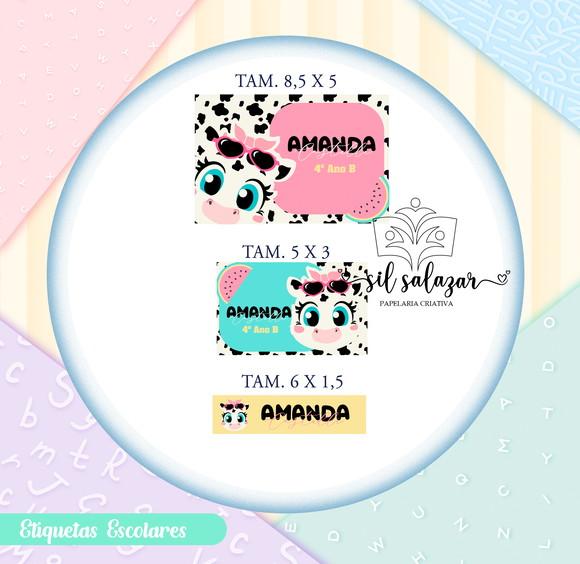 Kit Etiquetas Escolares Vinil - Vaquinha Summer Puket