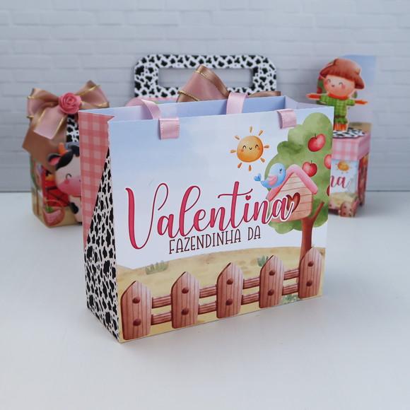 Lembrancinha - Sacolinha - Fazendinha Rosa