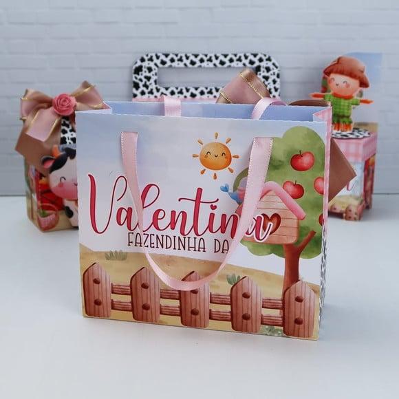 Lembrancinha - Sacolinha - Fazendinha Rosa