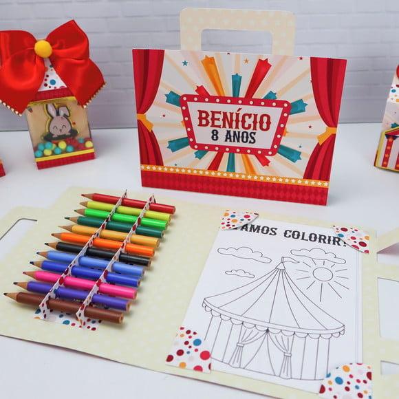 Lembrancinha -maleta de Colorir - Circo (fazemos Todos Temas