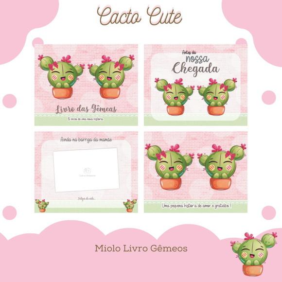 Livro do Bebê (19 x 24) - Cacto Cute (gemeas)