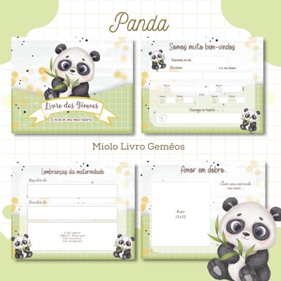 Livro do Bebê (19 x 24) - Panda Menino Gêmeos
