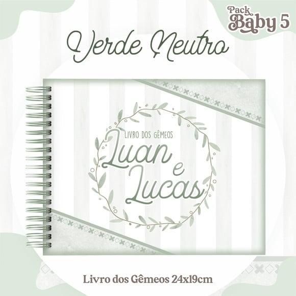 Livro do Bebê (19 x 24) - Verde Neutro Gêmeos