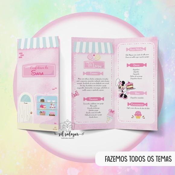 Menu/cardapio Infantil - Minnie Confeitaria