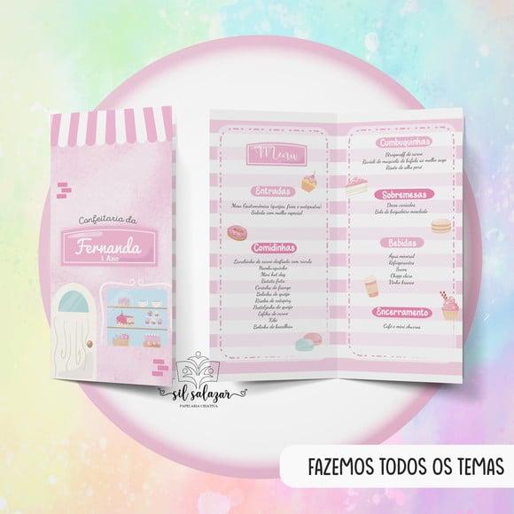 Menu/cardapio Infantil - Confeitaria