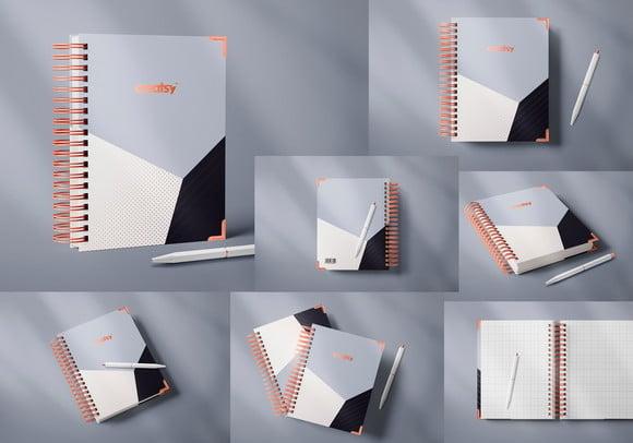 Mockup Realista Agenda, Planner, Caderno (elegance)