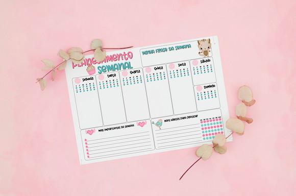Planner de Mesa Semanal (digital) Gatinho