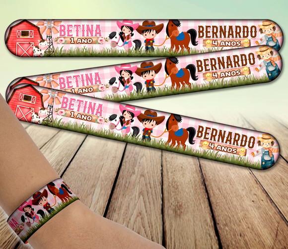 Pulseira Bate Enrola - Fazendinha Duplo (menino e Menina)