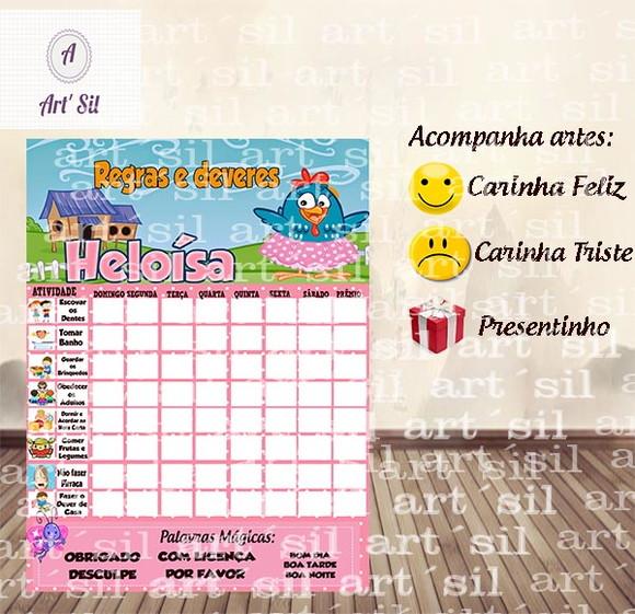Quadro de Incentivo Digital - Galinha Pintadinha Rosa