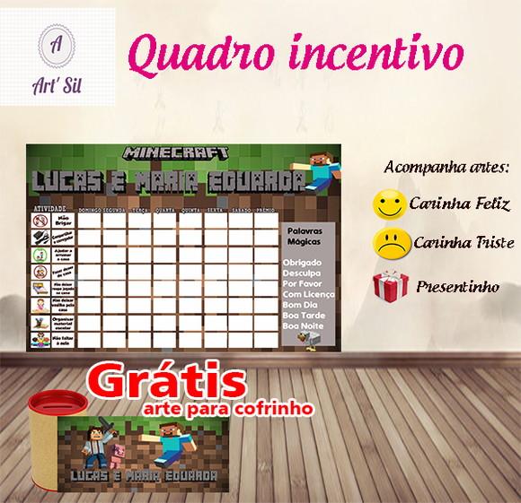 Quadro de Incentivo Digital - Minecraft