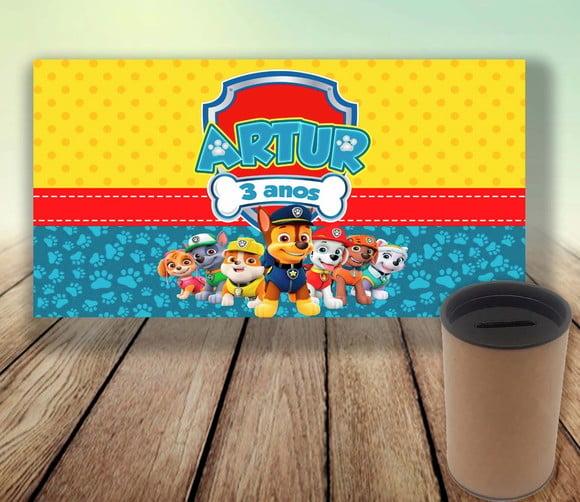 Rotulo para Cofrinho - Patrulha Canina (digital)