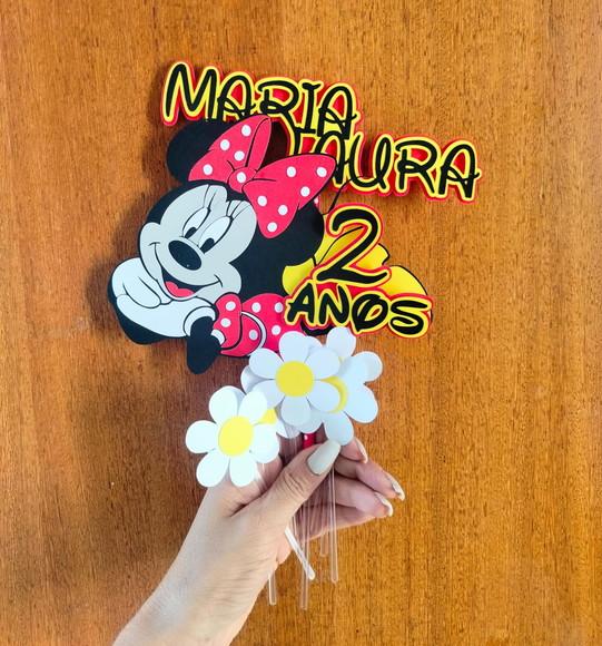 Topo de Bolo Luxo - Minnie (rosa ou Vermelha)