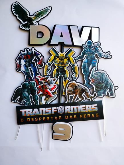 Topo de Bolo Luxo - Transformers o Despertar das Feras