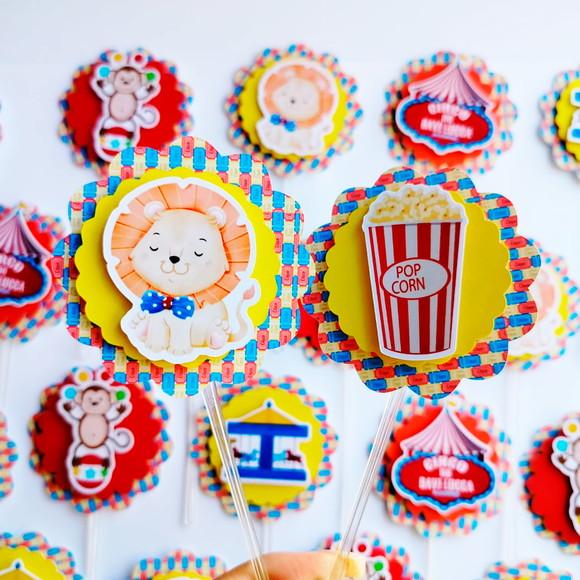 Topper para Cupcake - Circo Animais
