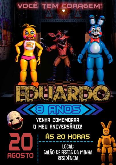 Convite Virtual - Animatronics Fnaf 2