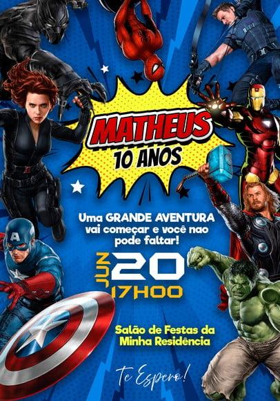 Convite Virtual - Avengers/ Vingadores