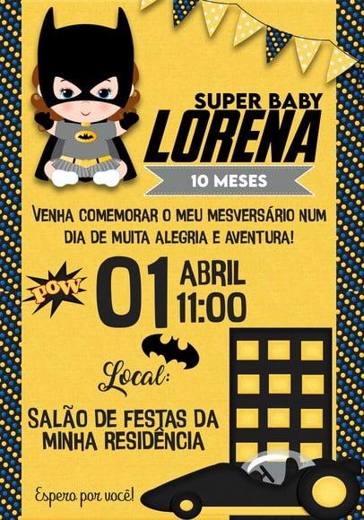 Convite Virtual - Batgirl Baby