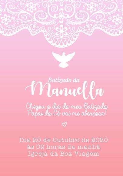 Convite Virtual - Batizado Rosa