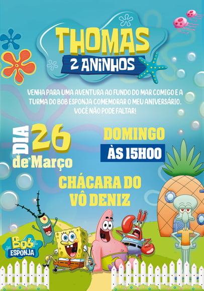 Convite Virtual - Bob Esponja 04