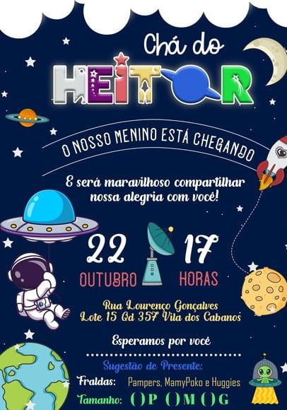 Convite Virtual - Cha de Bebe - Astronauta