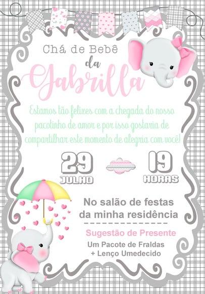 Convite Virtual - Cha de Bebe - Elefantinha