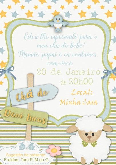 Convite Virtual - Cháade Bebê - Ovelhinha