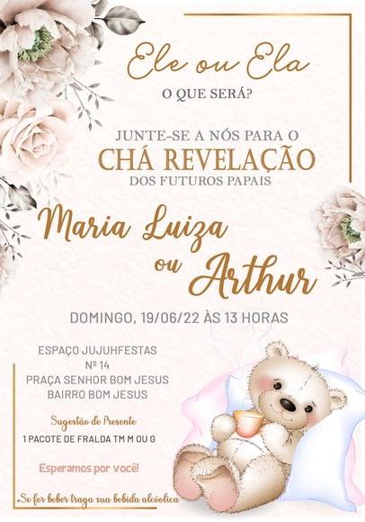Convite Virtual - Chá Revelação Ursinho