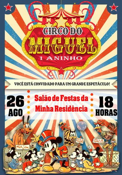 Convite Virtual - Circo do Mickey Vintage