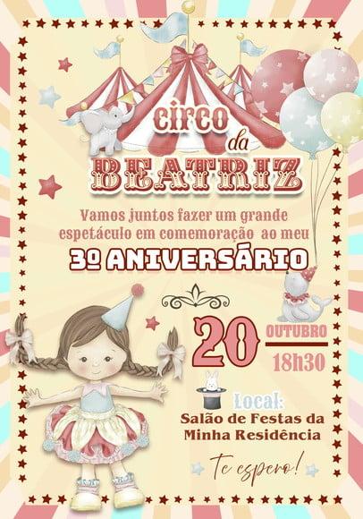 Convite Virtual - Circo Vintage Menina