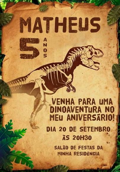 Convite Virtual - Dinossauro