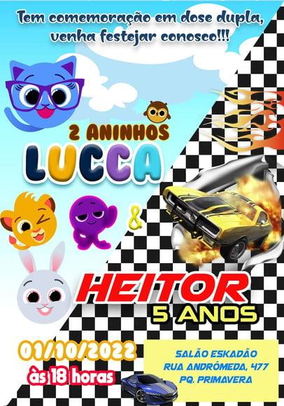 Convite Virtual - Duplo Bolofofo e Hot Wheels