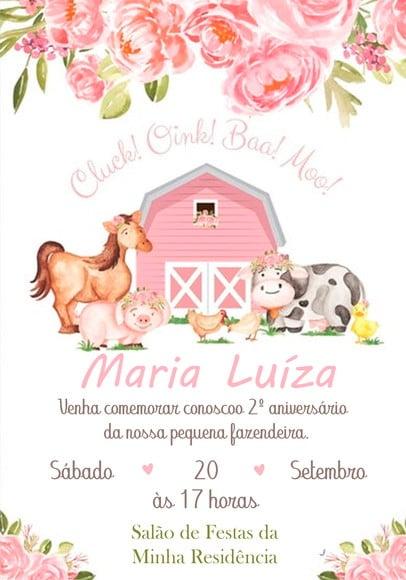 Convite Virtual - Fazendinha Menina 02