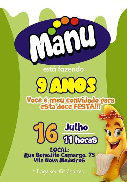 Convite Virtual - Fini Verde - Banana